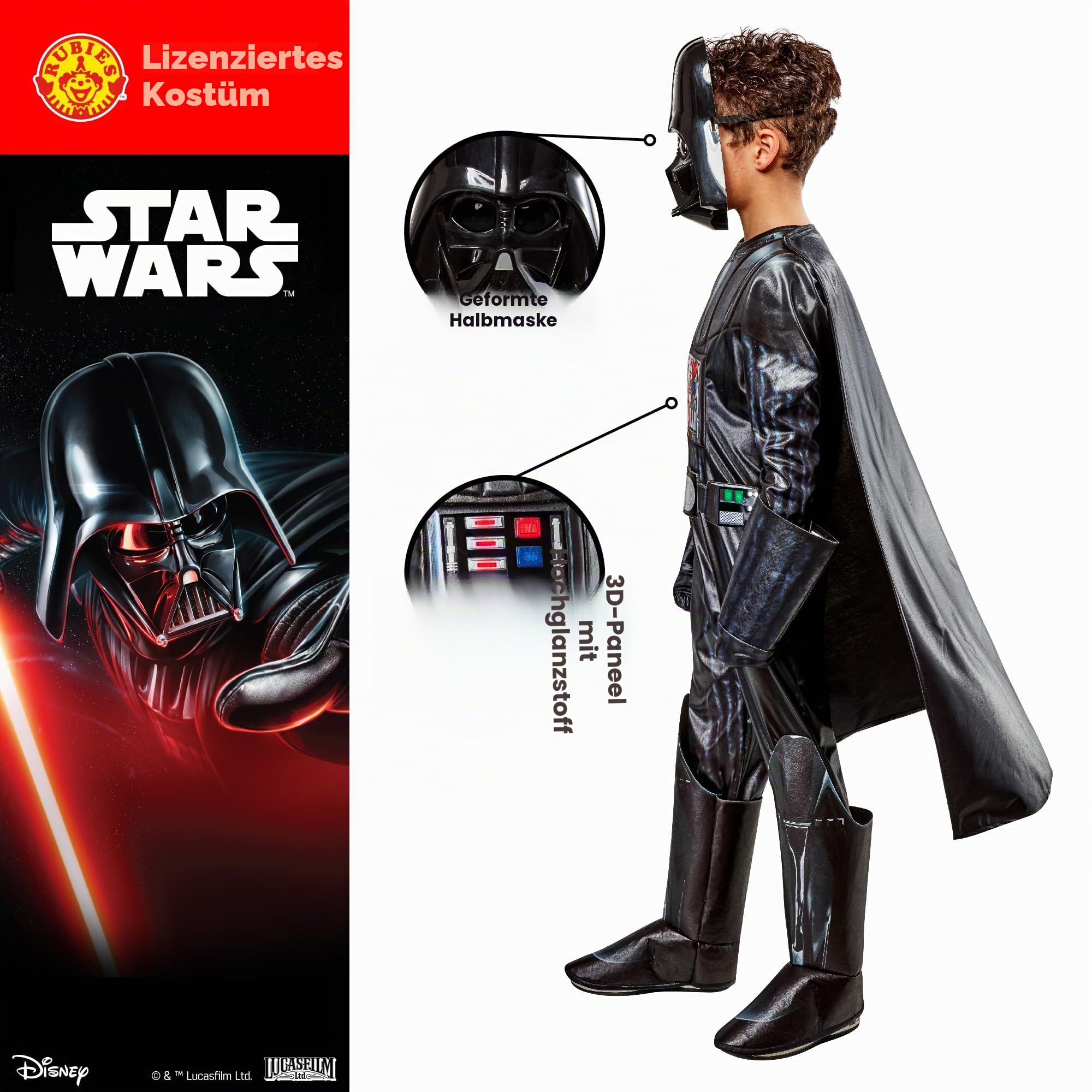 Rubie's Offizielles Darth Vader Superhero Fancy Dress Kostüm für Kinder
