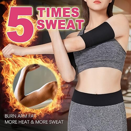 Miniatura 3 de Bakerdani Recortadores de brazos para mujer, bandas de compresión para sauna, sudar, moldeador, mangas de tóner para entrenamiento deportivo