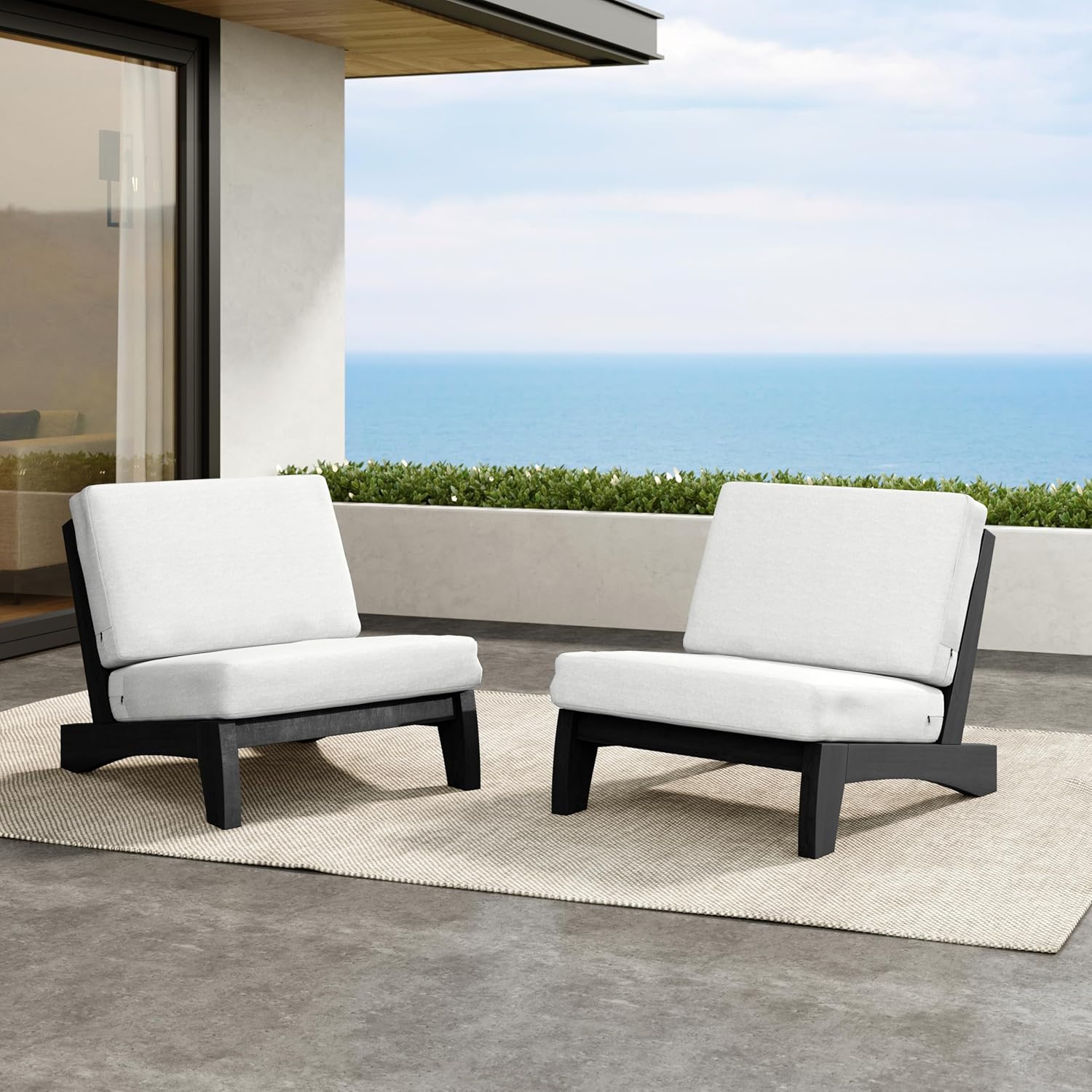 2 Pieces Patio Furniture Sets, All-Weather Outdoor Wood Bistro Set Patio Conversation Chiarsfor Balcony, Backyard