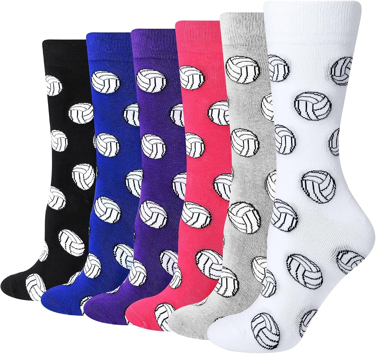 6 Pairs Volleyball Socks for Women Men, Bulk Volleyball Gifts