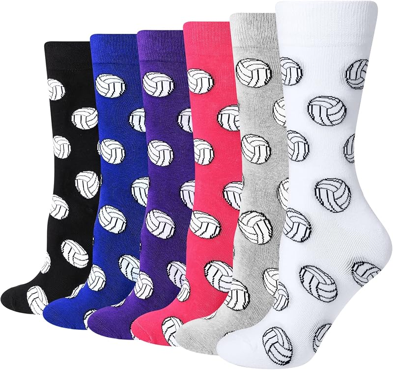 6 Pairs Volleyball Socks for Women Men, Bulk Volleyball Gifts