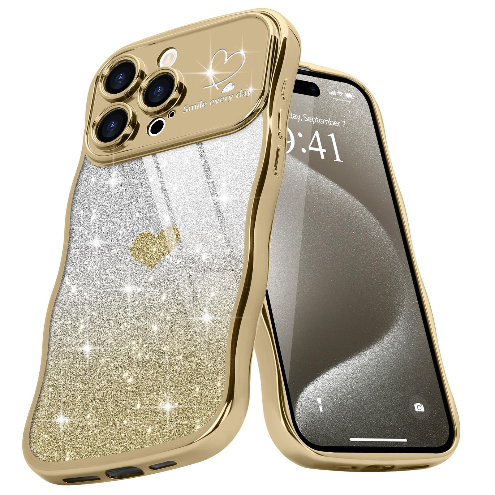 Teageo Cute Heart Pattern Curly Phone Case for iPhone 15 Pro Max