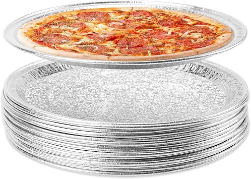 25 Pack Serving Platters, 12 Disposable Aluminium Foil Serving Trays for Party & Buffet, Silver Embossed Foil Serving Dishes/Plates for Vegetable, Fruit, Cake, Cookies