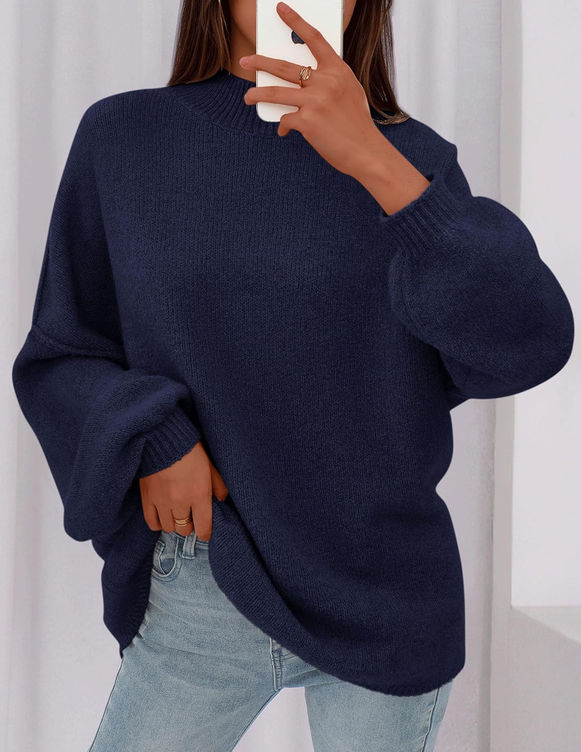 PRETTYGARDEN Women's 2026 Fall Oversized Sweaters Chunky Knit Mock Neck Long Sleeve Casual Trendy Pullover Winter Clothes - Image 3