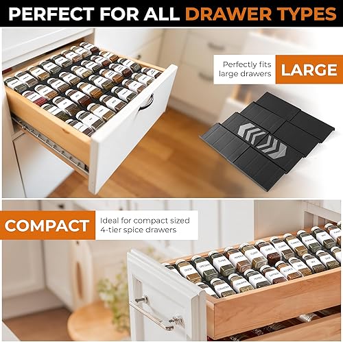 Miniatura 4 de ALCOVA Organizador extensible para cajones de especias cajón ajustable de 4 niveles, bandeja organizadora de especias para una organización