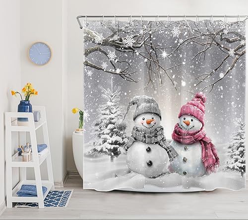 Miniatura 10 de LB Christmas Shower Curtain Decor, Gold and Silver Xmas Ball New Year Winter Holiday Grey Shower Curtain for Bathroom 72x72 Inch Polyester Fabric