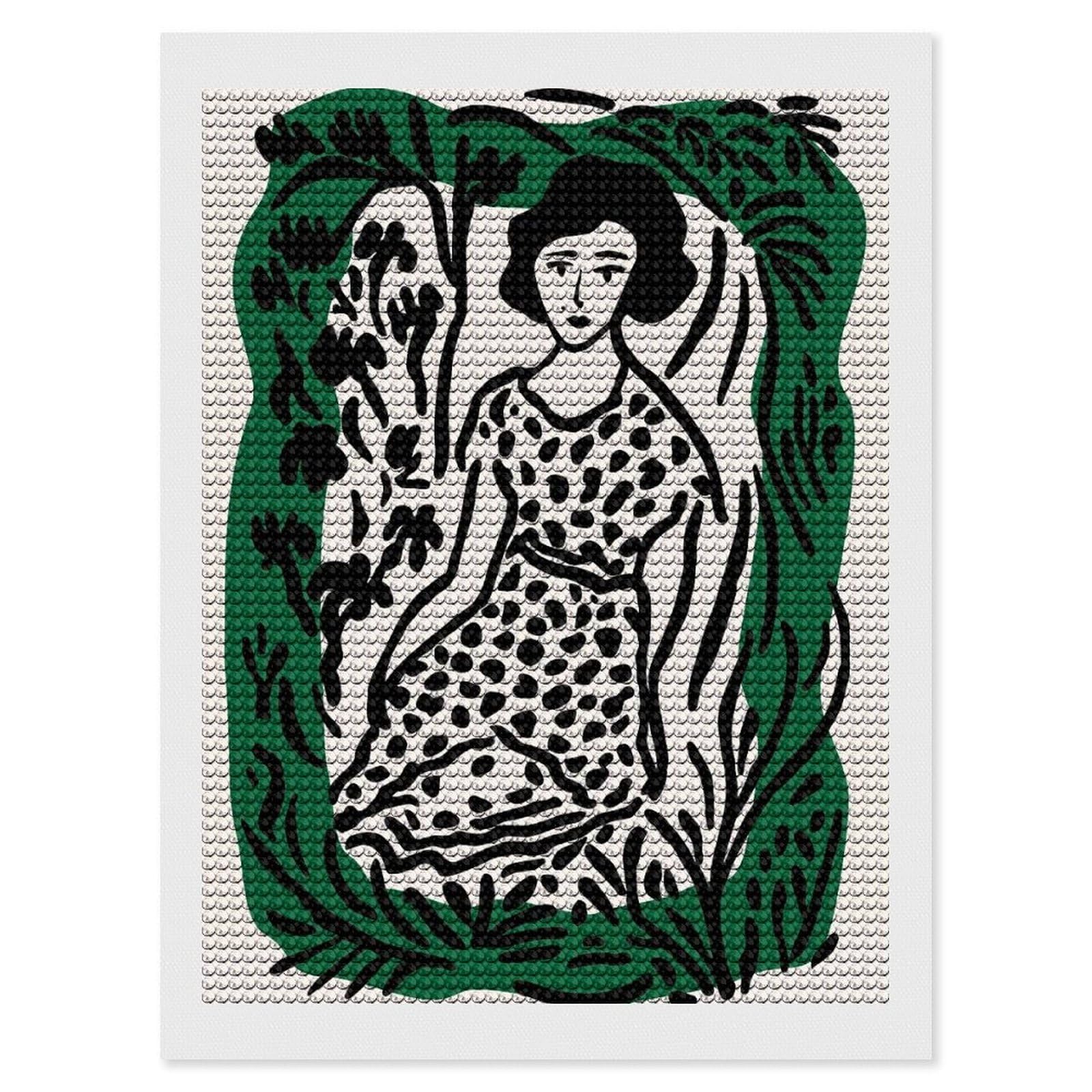 Junmoney Woman in The Garden Diamond Painting Canvas Set 12"x16", Satisfying Creative Project, Easy to Follow Symbols, Fun Craft Experience