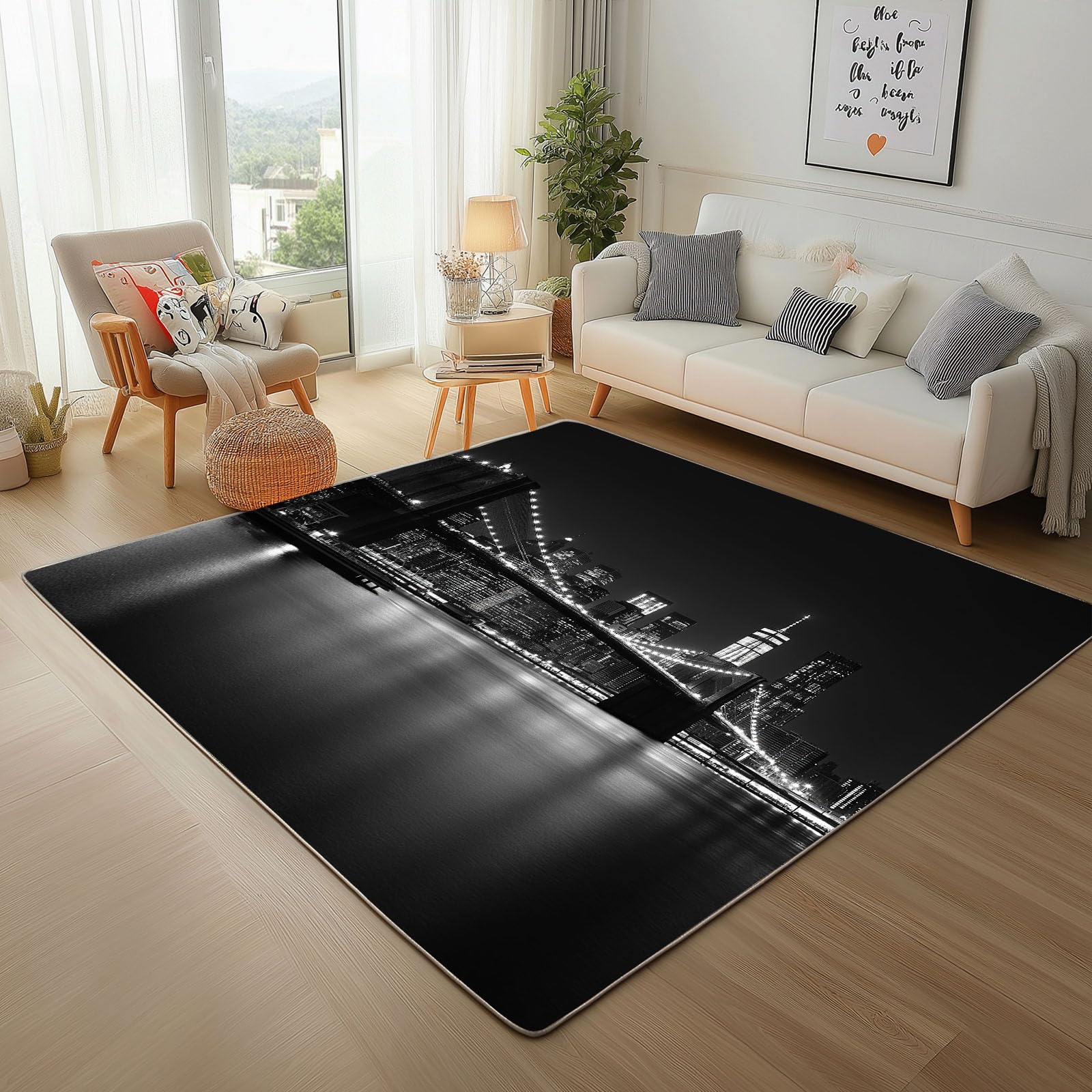 Tapis de salon paysage urbain 160x230 pour créer un coin lecture cosy en chambre