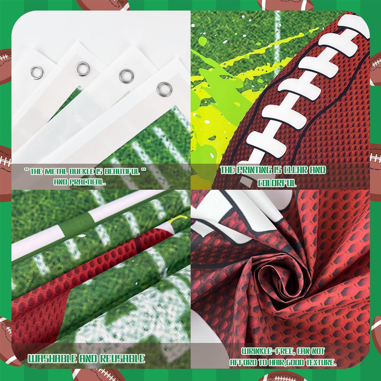 Football Party Door Cover Banner - 'It's Game Time' Decor For Football Birthday & Tailgate Parties - View #2