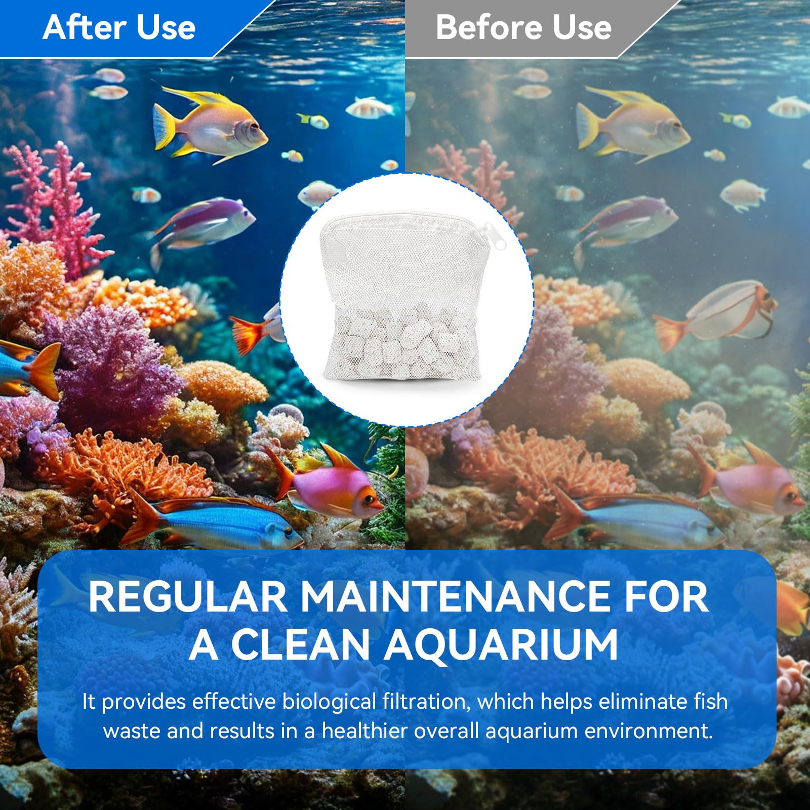Bio-max - Filtro de repuesto para acuario Spec, Evo y Flex, anillos de biocerámica para tanque de peces de 15 galones, colocado en bloque de espuma de filtro, 60 g (paquete de 3)