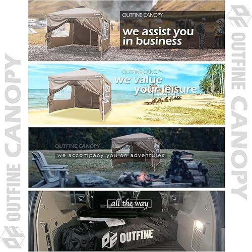 Miniatura 6 de OUTFINE - Toldo de patio de 10x10 pies, carpa gazebo instantánea comercial emergente, toldos de fiesta al aire libre con 4 paredes laterales