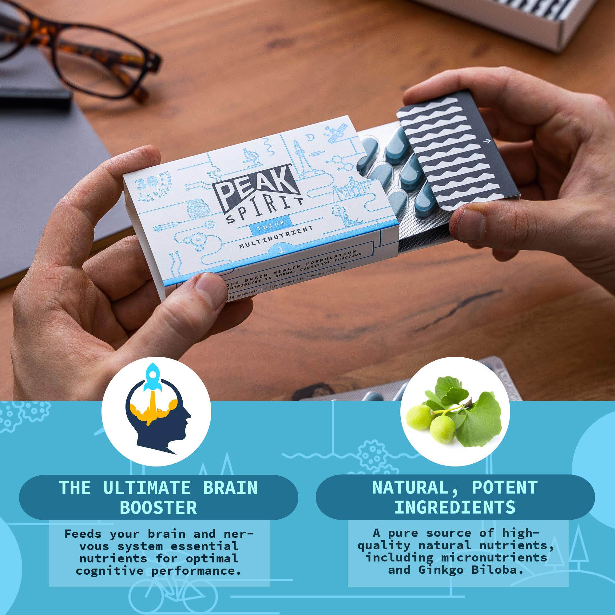 Peak Spirit Think Nootropic Brain Vitamin Supplement with Omega