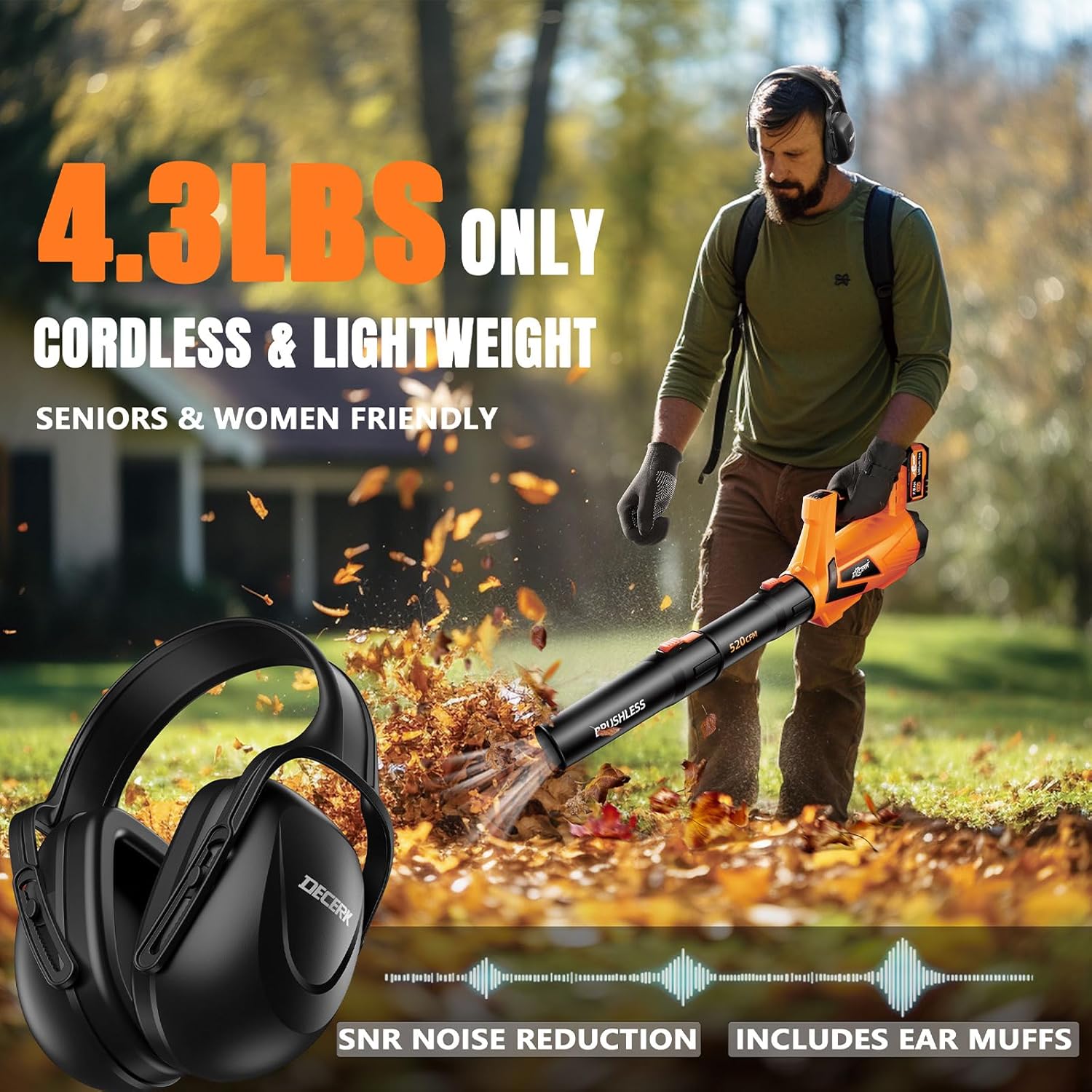 Cordless Leaf Blower for Lawn Care with 7.8AH & 4.0AH Battery & Fast Charger