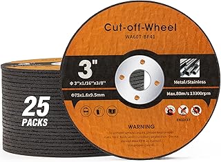 25 PCS 3 Inch Cut Off Wheels Metal and Stainless Steel Cutting Wheel for Angle Grinder 3"x1/16"x3/8"Cutting disc Die Grinder Cut Off Wheels Die Grinder Cut Off Wheel Fits Any Angle Grinder Air Tool