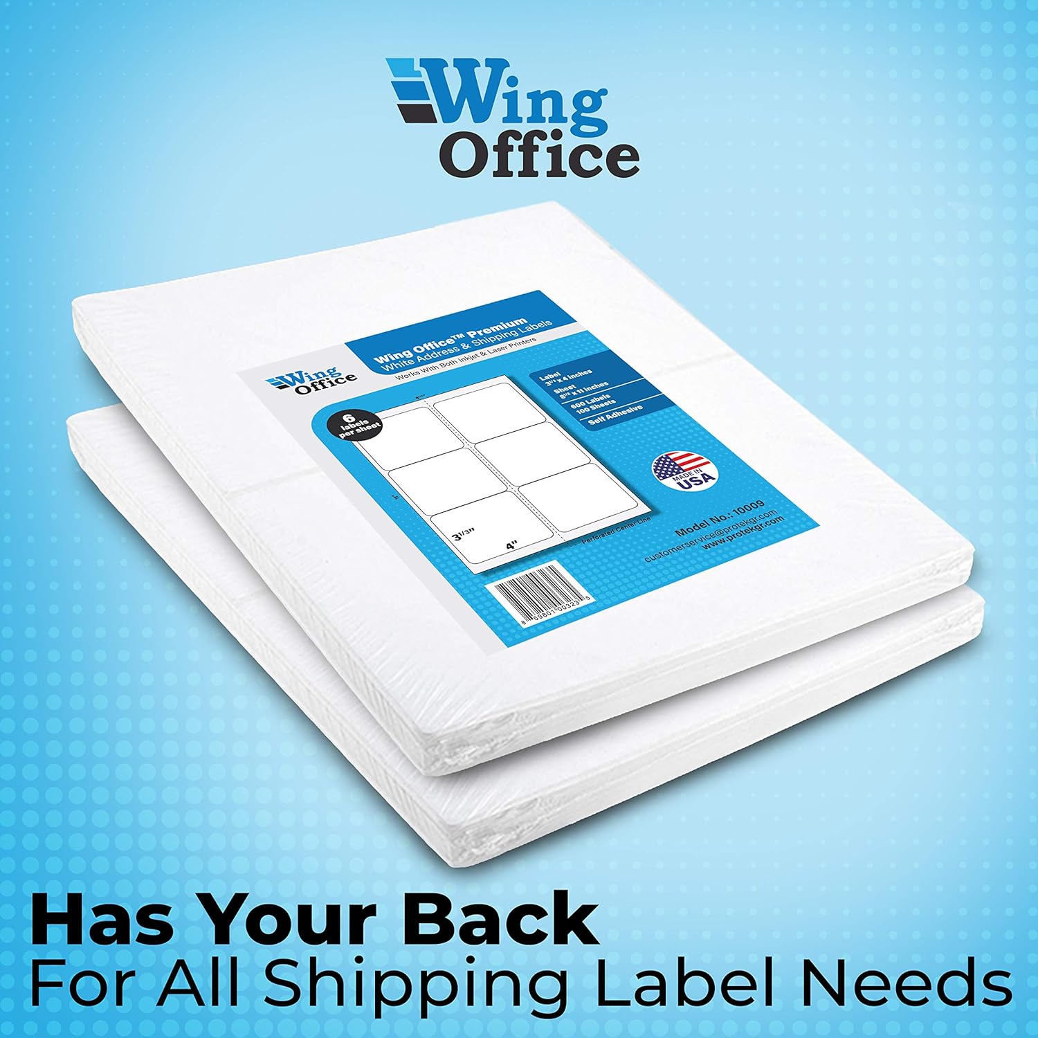 Shipping Labels for Printers - Premium 600 Self Adhesive - Laser and Ink Jet Printers, White, Made in USA, 3.33 x 4 Inches, Pack of 600, Same Size As 8164 and More