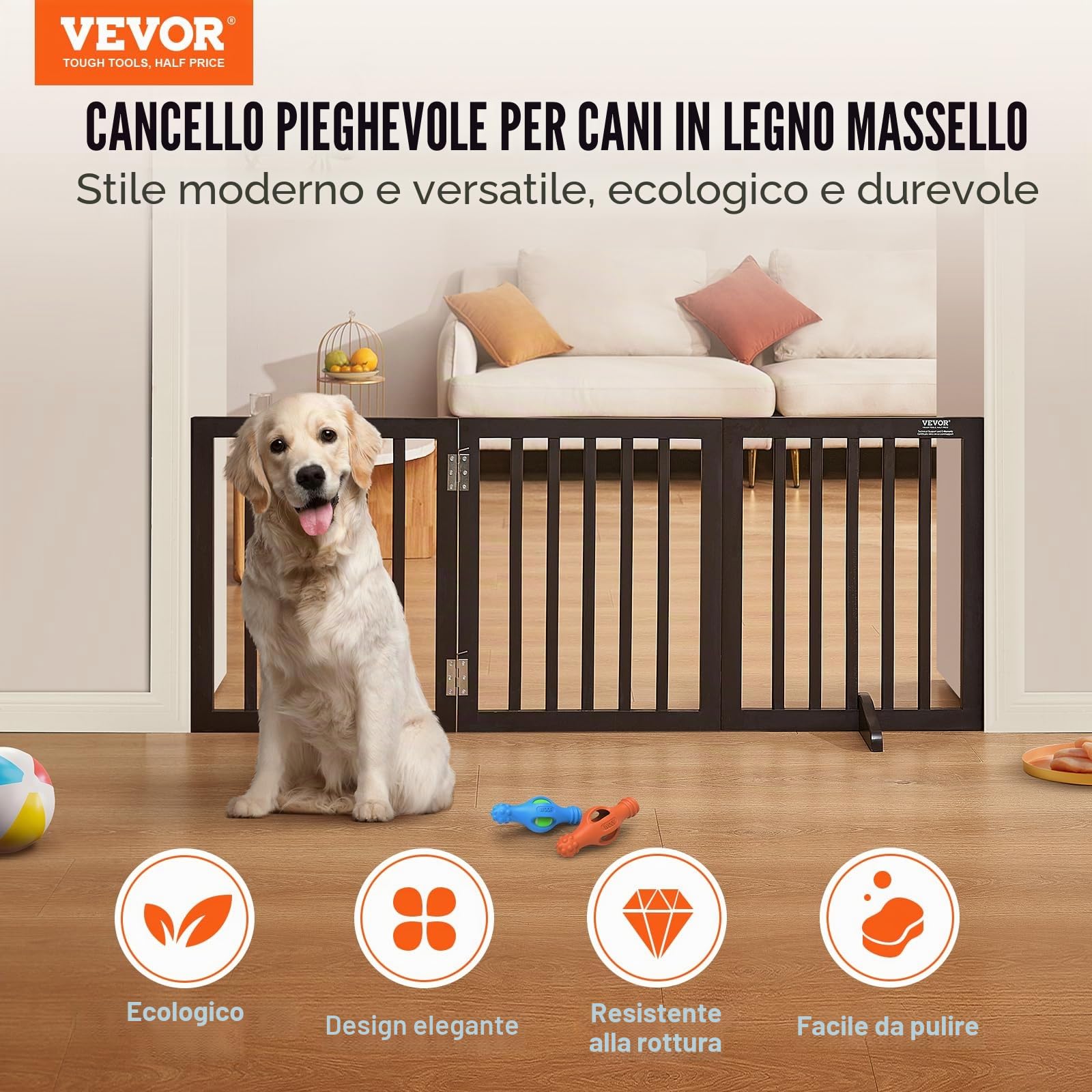 VEVOR Cancello per Cani Autoportante, Cancello per Animali, Cancello per Porta 508 x 610 mm Cancello per Cani Pieghevole Barriera per Cani Pieghevole Espandibile, Cancello per Scale