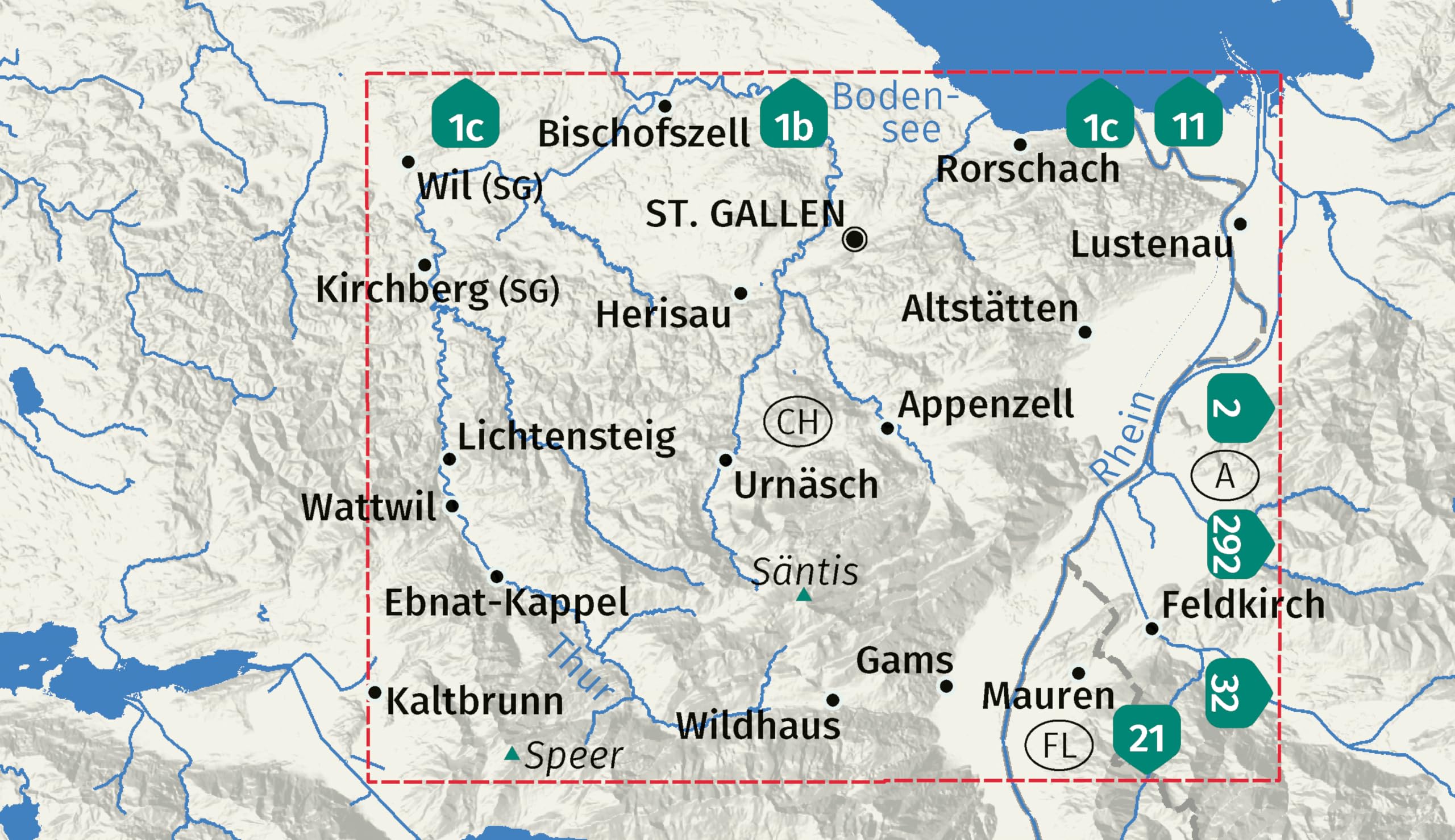 KOMPASS Wanderkarte 112 Appenzellerland, St. Gallen, Säntis 1:40.000: mit markierten Wanderwegen, Hütten, Radrouten