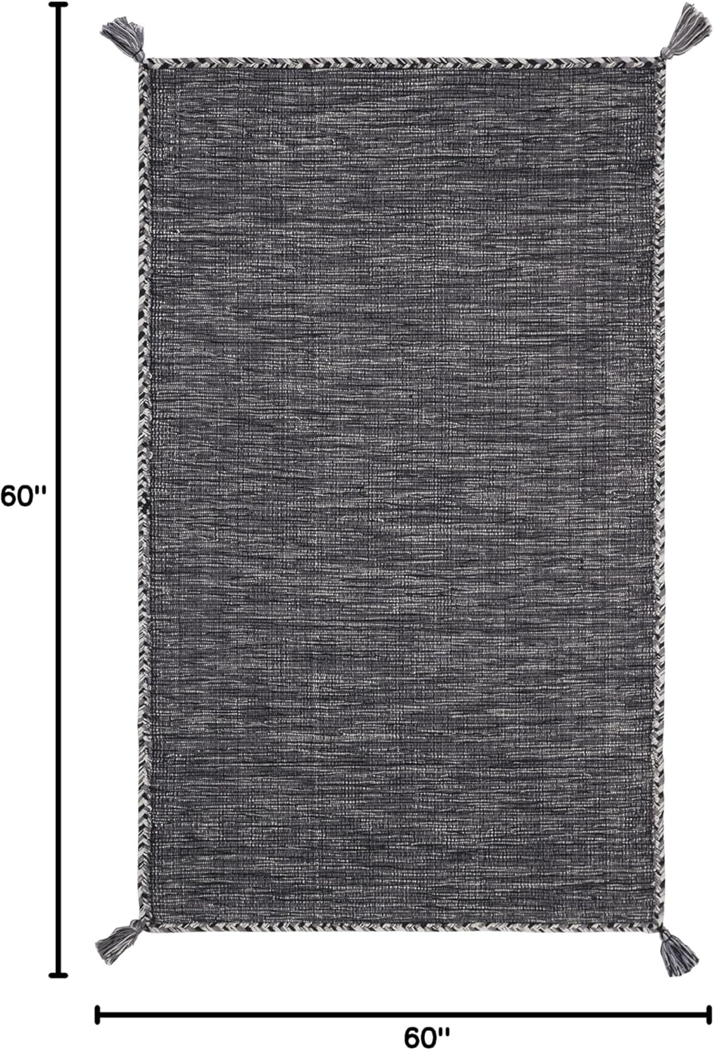 SAFAVIEH Montauk Collection Accent Rug - 2' x 3', Grey & Black, Handmade Flat Weave Cotton Corner Tassel, Ideal for High Traffic Areas in Entryway, Living Room, Bedroom (MTK150F)
