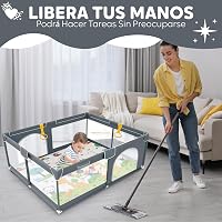 Baby Playpen 120x120 cm összecsukható játszópen szürke szőnyeggel és légáteresztő hálóval 6
