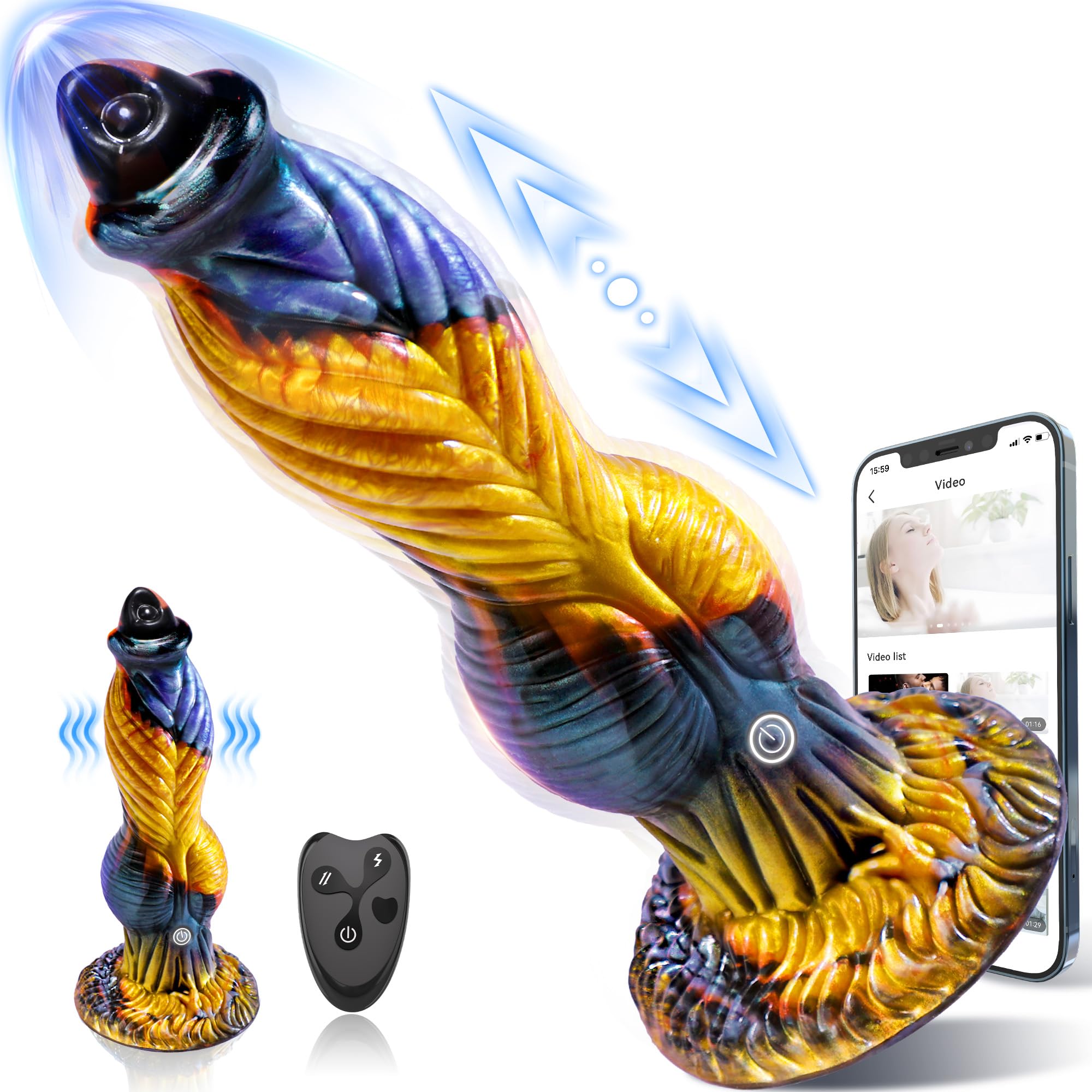 XXL Big Thrusting Dildo Sex Toys, 9.84" Thicker Monster Dildos Vibrator