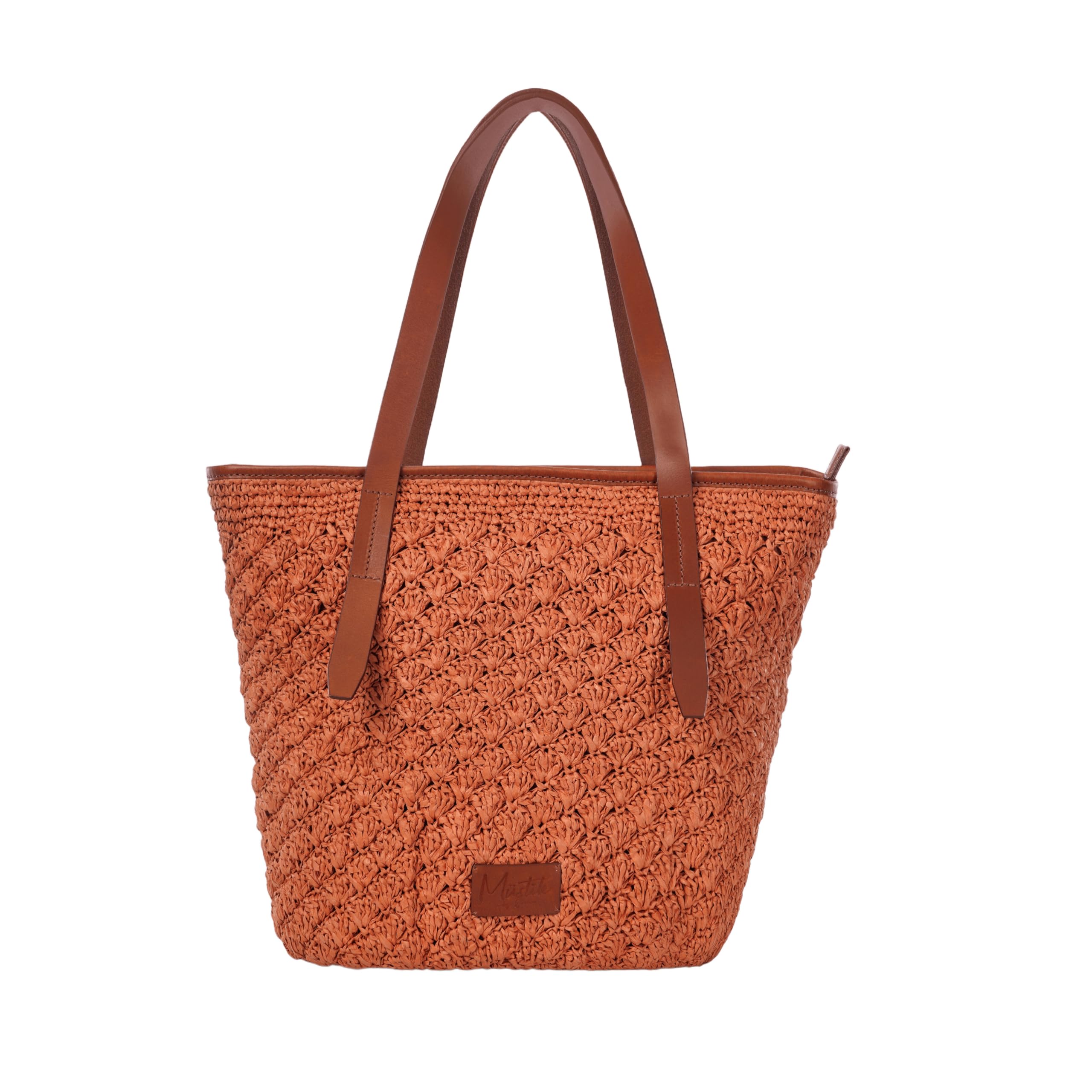 Mustik Women casual Raffia Blush Red Tote-image-4