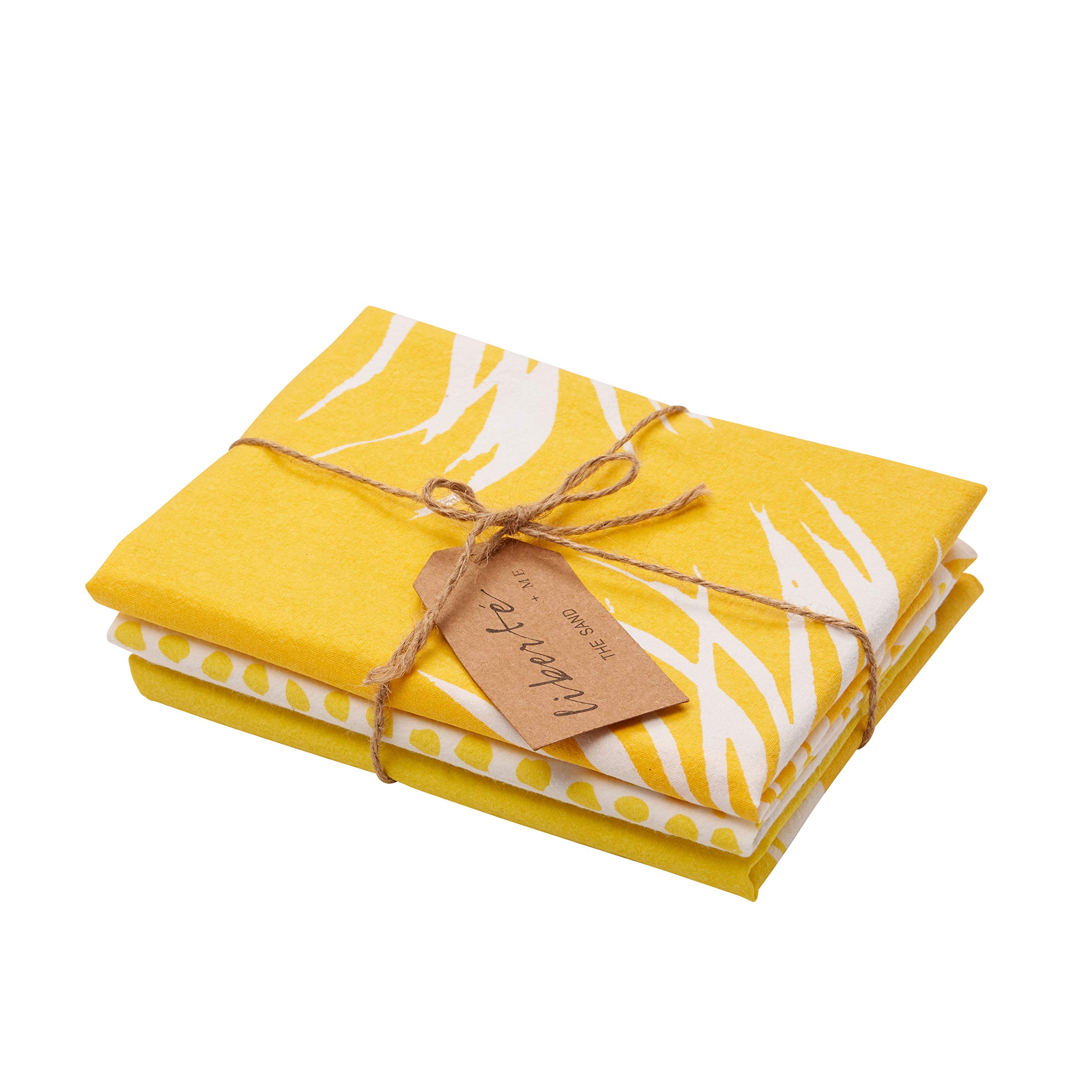 100% Cotton Tea Towels (Set of 3) Large 26 x18 in with Hanging Loop. Decorative, Tropical-Themed, Yellow Kitchen Towels!