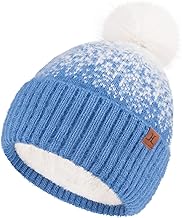 Bequemer Laden Womens Winter Hats Warm Knit Fleece Lined Cap Pompom Beanie Hats for Women Cold Weather