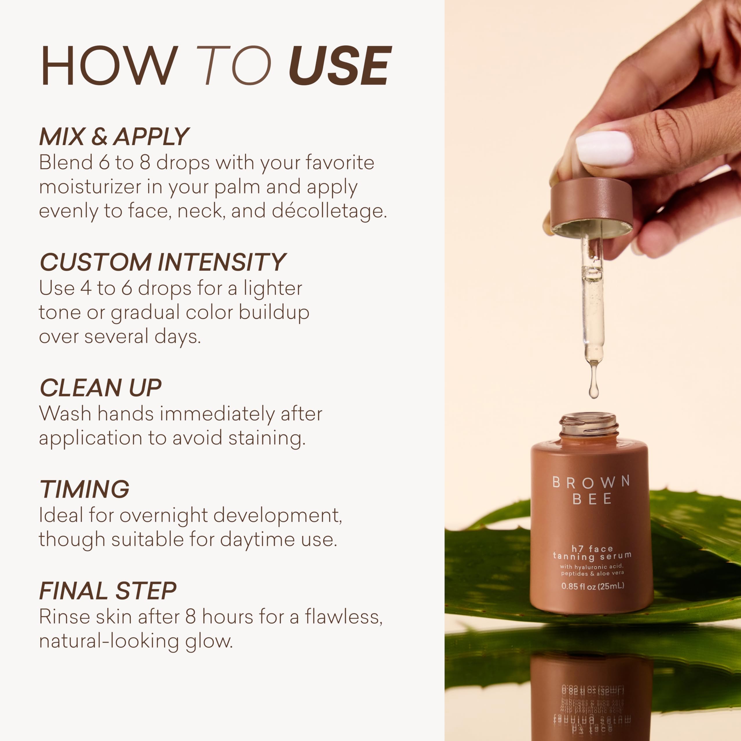 Brown Bee H7 Face Self-Tanning Serum 25 ml with Hyaluronic Acid & Aloe
