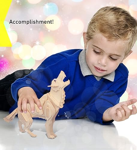 Miniatura 6 de Rompecabezas 3D Puzzle Lobo Madera Artesanía Modelo Kit de Construcción Diversión Único y Educativo DIY Juguete de Madera Ensamblar Modelo Inacabado