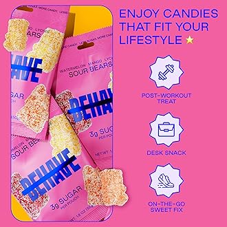 BEHAVE Low Sugar Gummy Candy (Sour Bears 6-Pack) | Keto, Diabetic Friendly, High Fiber, Gluten-Free & Non-GMO