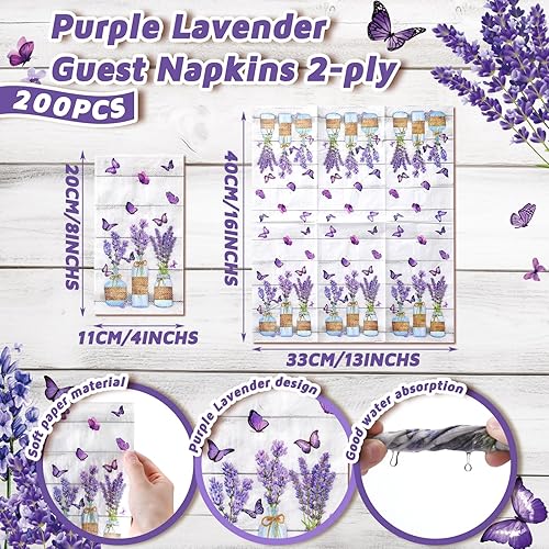 Miniatura 54 de Seajan 200 servilletas florales azules desechables para invitados, toallas de mano para baño, toallas de papel, toallas de mano, toallas de papel