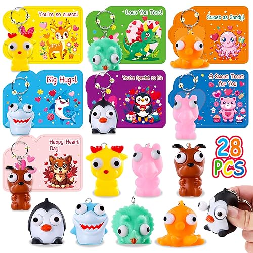 MGparty 28 Pack Valentine‘s Day Popping Eye Toy with Cards,