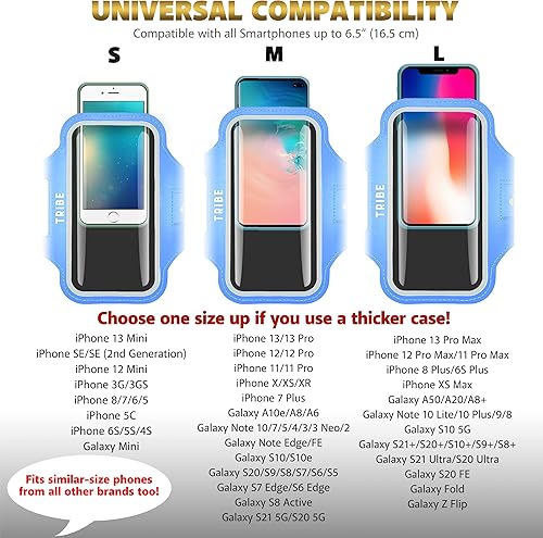 Miniatura 5 de TRIBE - Funda brazalete resistente al agua para teléfono celular, soporte para correr para iPhone Pro Max Plus Mini SE (1211XXSXR 8765) Galaxy S