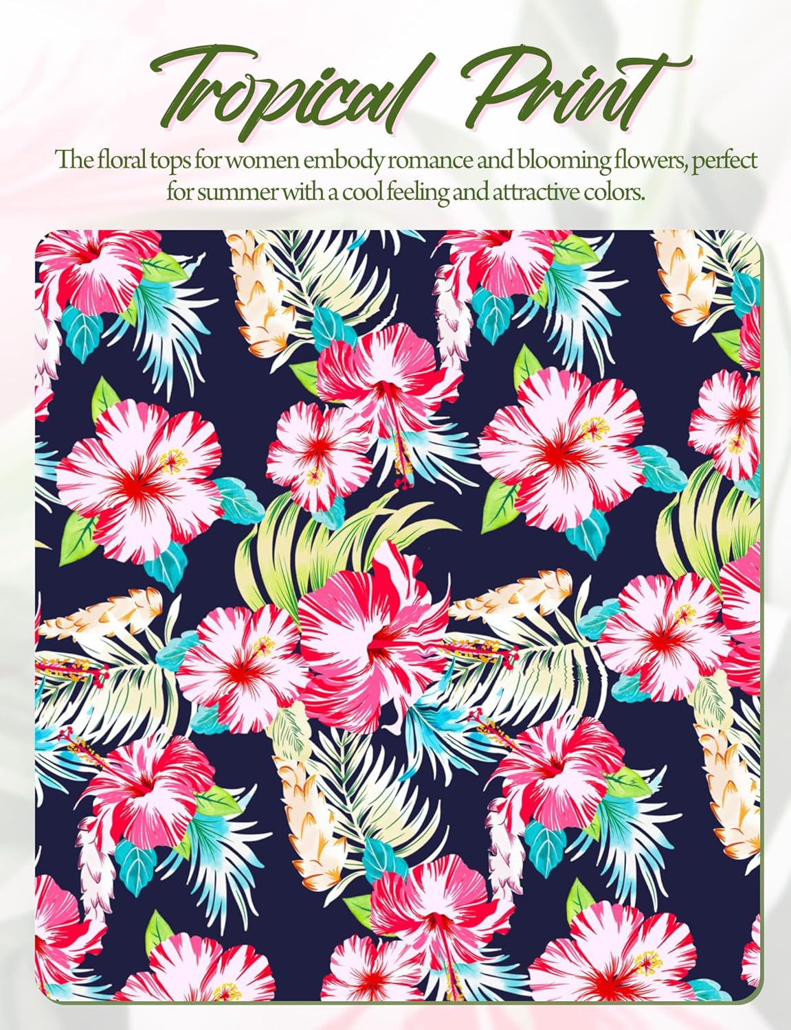 Women Hawaiian Shirt, Quick Dry Breathable Soft Cool Summer Hawaii Shirts Floral Tropic Print V Neck Travel T-Shirt - Image 5