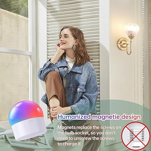 Miniatura 6 de Juego de 2 apliques de pared vintage a pilas, lámpara de pared recargable con batería de 5000 mAh y control remoto, luces de pared regulables con