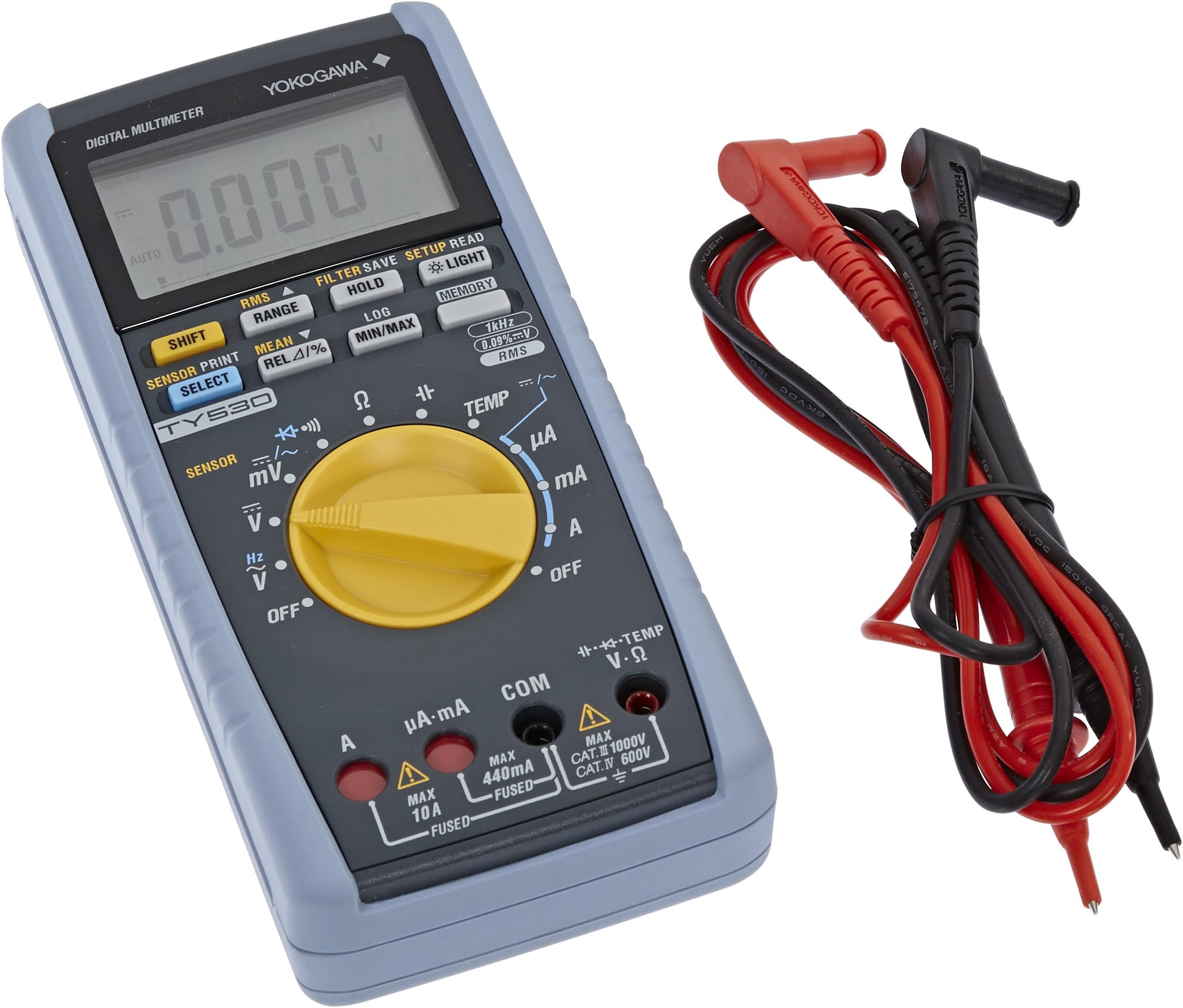 TY530 Digital Multimeter, 3.5 Digit, 6000 Count Dual Display, +/-1-0.09%, Bandwidth 20kHz with Logging-mode Memory for 1600 data