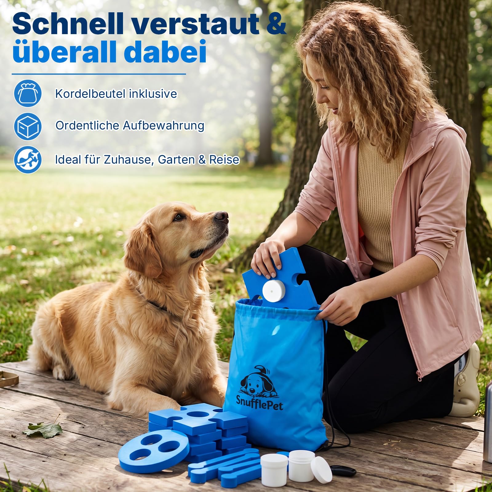 Jadive Kit d'Entraînement Détection Olfactive pour Chiens 6 Puzzles en Mousse avec 5 Récipients de Détection 1 Sifflet 1 Sac de Rangement Jouet Intelligent pour l'Entraînement Olfactif