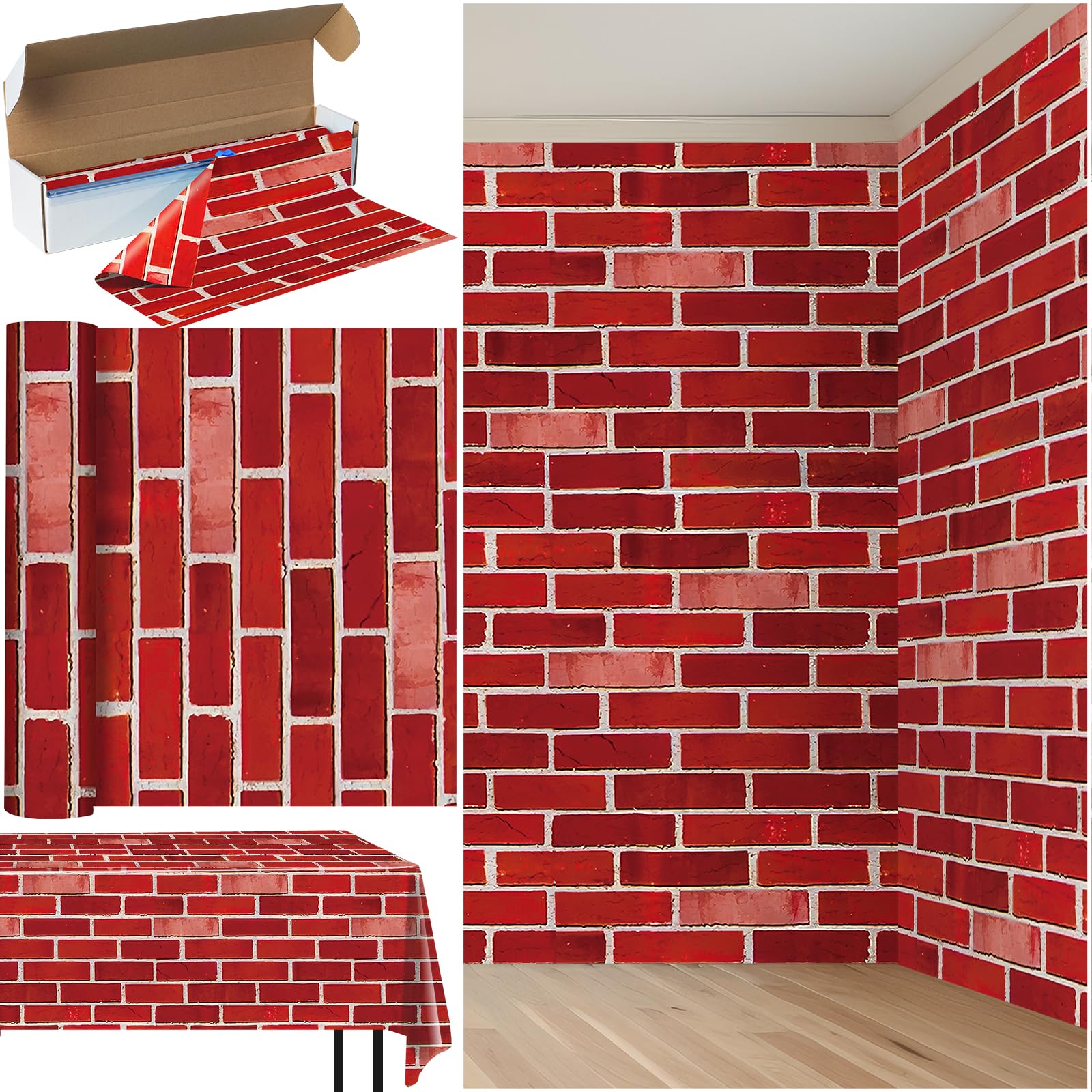 Amazon.com: YIDAKO 100Feet X 54 Inch Roll Red Brick Tablecloth,Brick ...