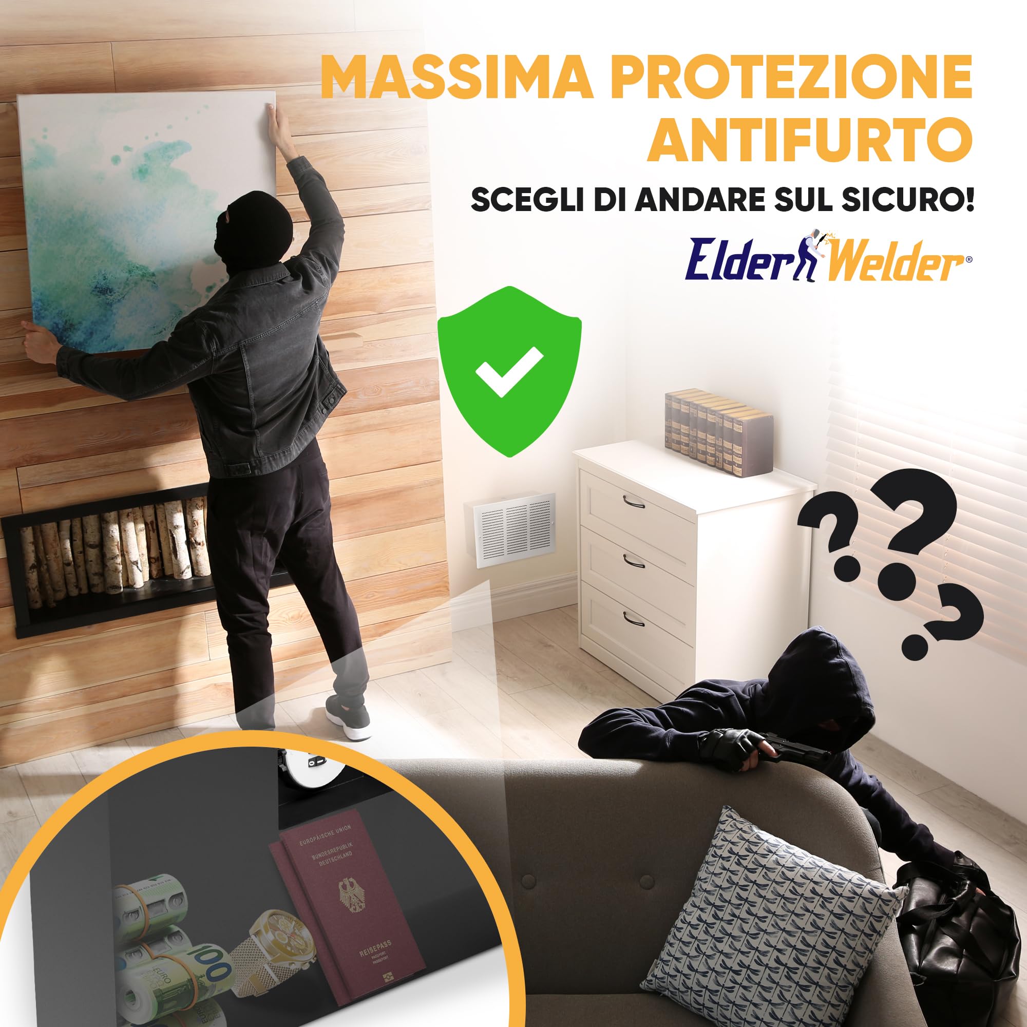 Elder Welder® Cassaforte a Muro Invisibile con Griglia di Ventilazione | Serratura a Combinazione Nascosta | Cassaforte Invisibile a Scomparsa | Nascondiglio Segreto | Casseforti Invisibili