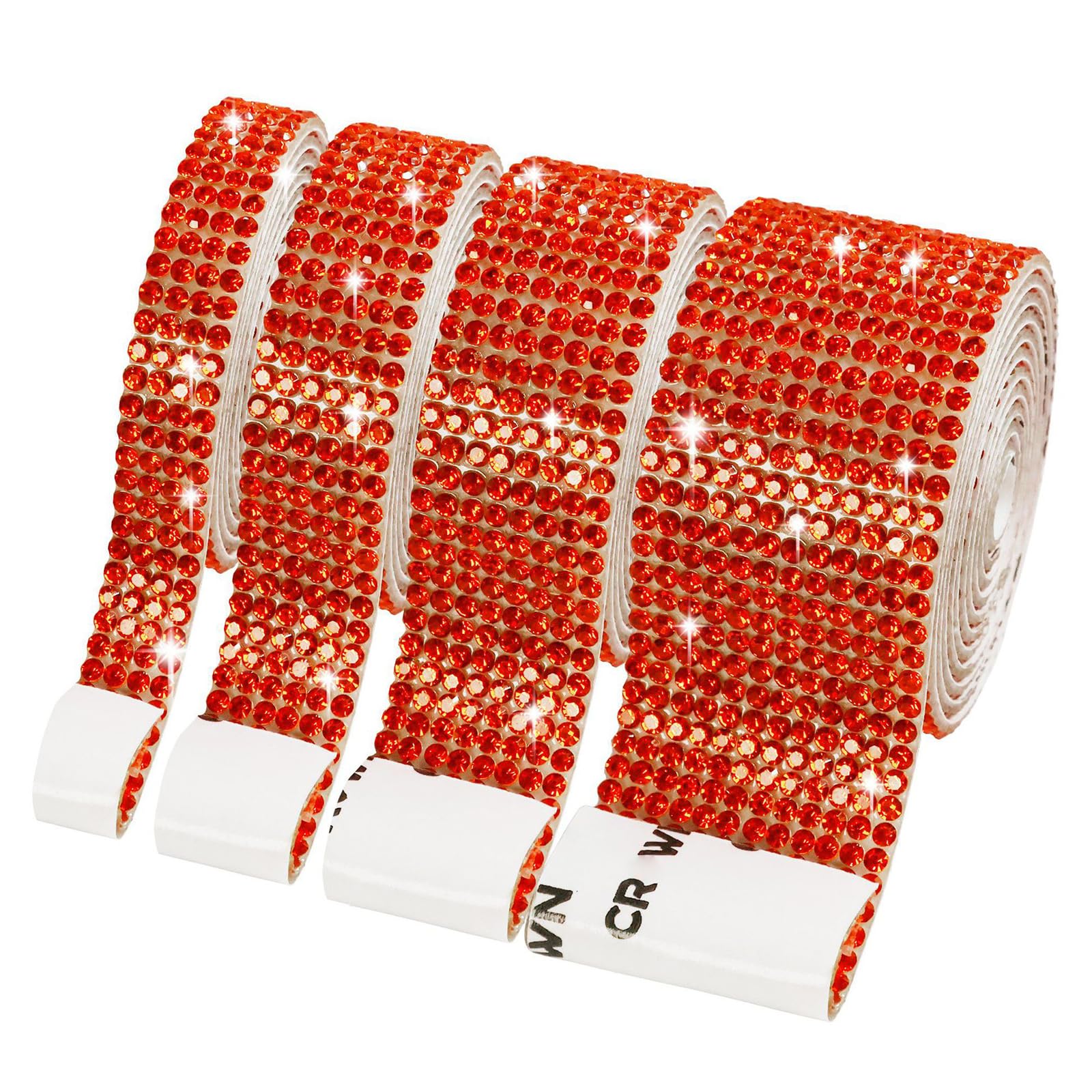 ZEPFJHE 4 Rolls Sparkling Rhinestones Ribbons Adhesive Rhinestones Tapes for Art Craft Cake Decoration Garment Making Costume Decorations