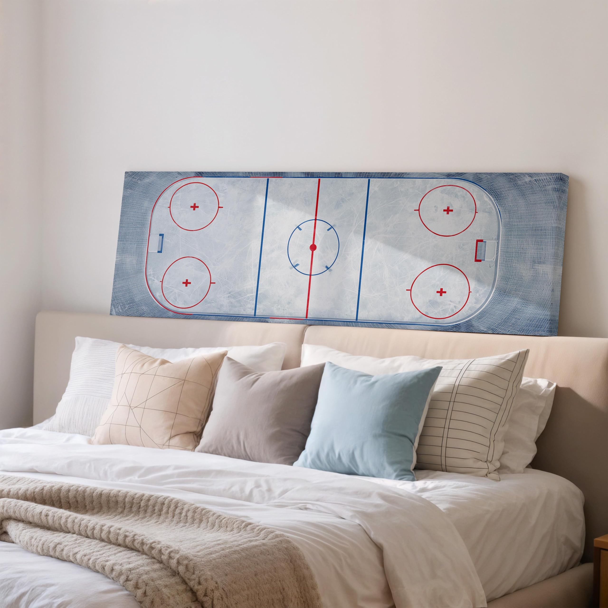 XBTYKPB Ice Hockey Rink Art, Wide Panoramic Canvas, Long Horizontal Framed Print, Sports Wall Decor,for Hockey Posters Above Sofa(70x210cm/Frameless)