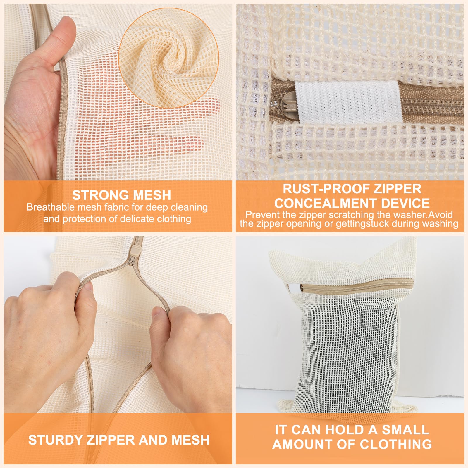 Plonta Home Set 8 Sacchetti Per Lavatrice In Cotone Organico - Retine Protettive Per Biancheria Intima, Vestiti E Scarpe - 6