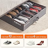 Vista 3 de Lifewit Organizador de almacenamiento de zapatos debajo de la cama, juego de 2, 4.3 pulgadas de alto, caja de almacenamiento de tela de perfil bajo