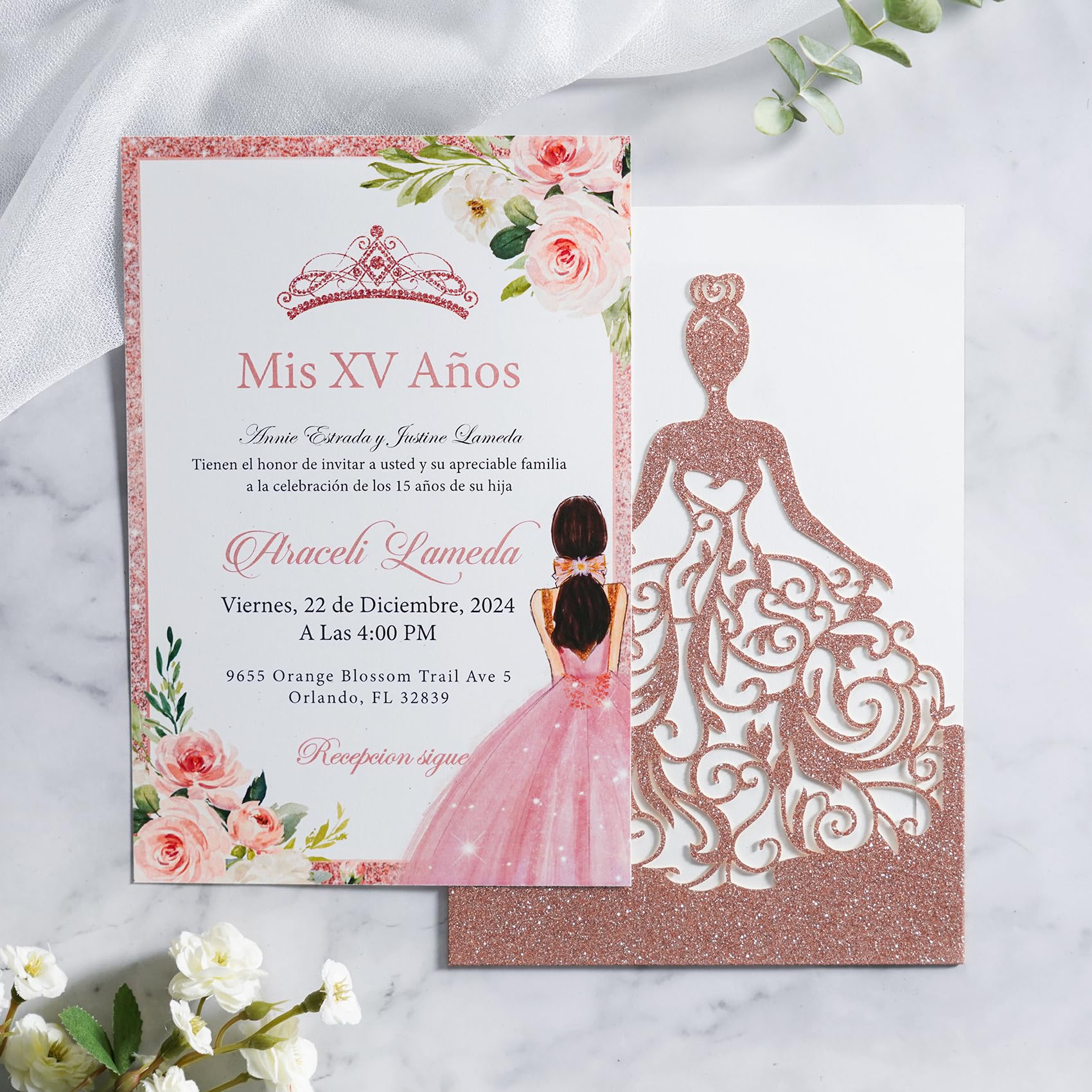 ponatia 25 PCS XV ANOS Personalized Invitation Cards, Quinceanera Invitations, Customized Invitation Cards, Personalized Printed Order, Picture