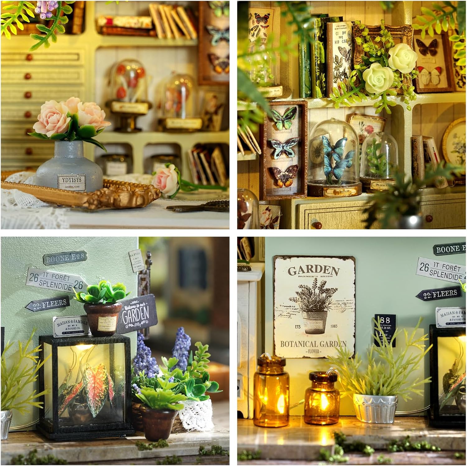 CUTEROOM Miniature House Kits for Adults, Mini Dollhouse Wooden Furniture Kit, DIY Craft Kits Creative Room Tiny House for Decoration- Plants Studio