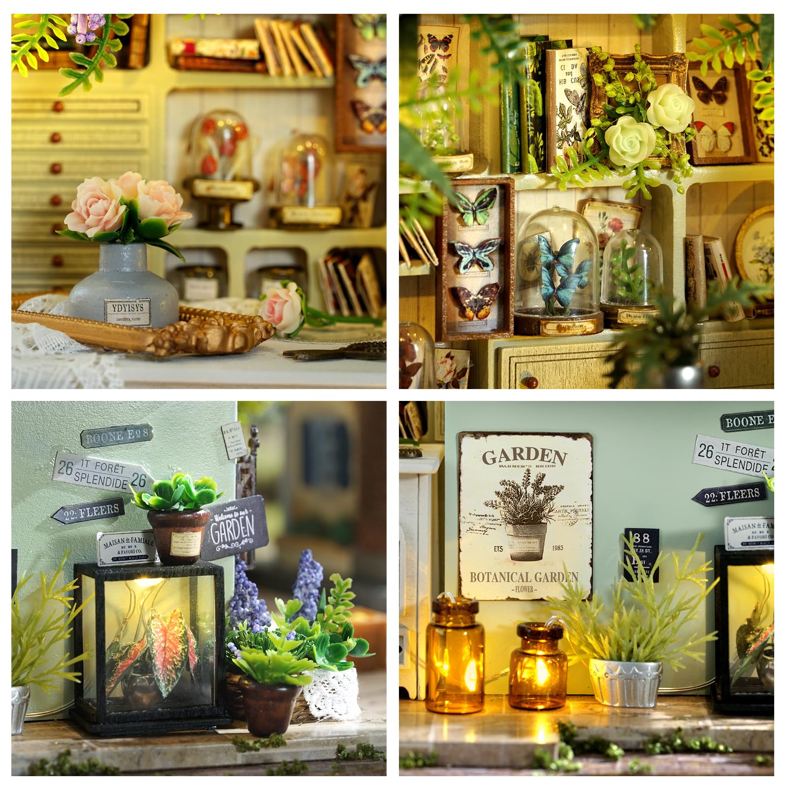 CUTEROOM Casa de muñecas en miniatura de madera DIY – Kit creativo de casa en miniatura para adultos, perfecto como decoración del hogar (estudio de plantas verdes)