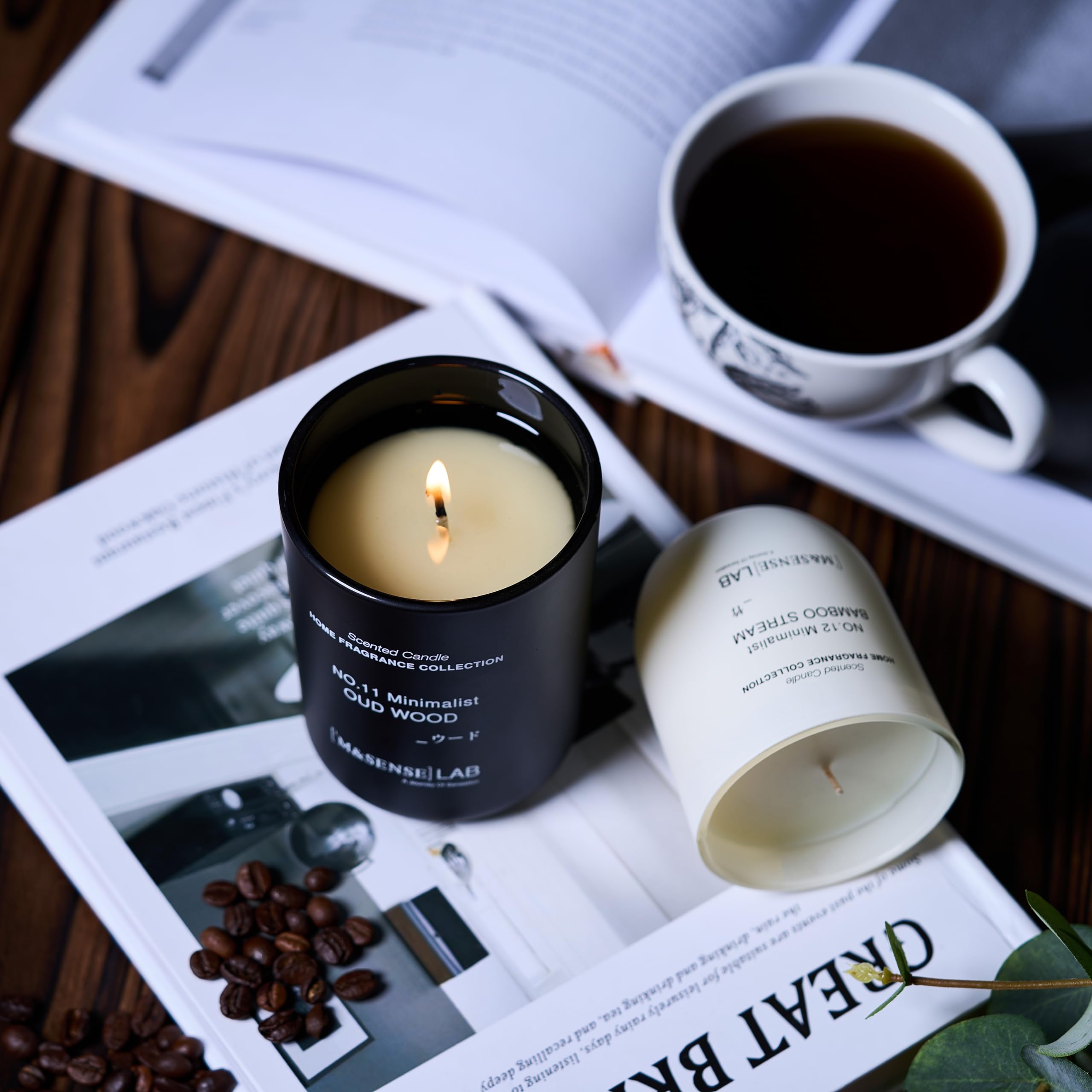 M&SENSE Grande Candele alla Soia 470g in Vetro, Eucalipto e Menta Verde, 110H Combustione, Naturale Candela Non Tossico, Doppio Stoppino in Cotone, Aromaterapia Relax, Regalo di Lusso Donne & Mamma