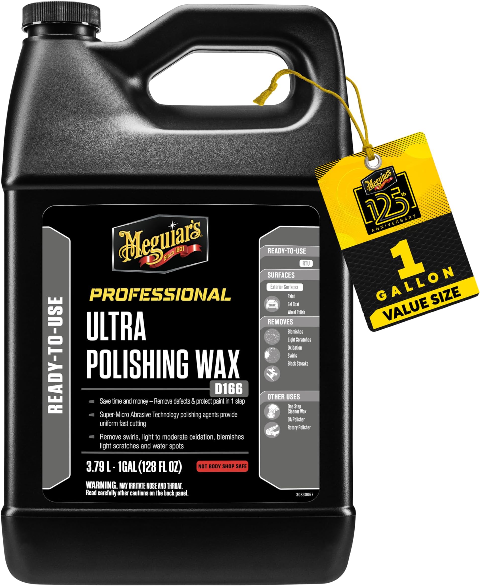 Professional Ultra Polishing Wax D16601 - Premium Scratch Removal, Car Polish, and Car Wax in One - One-Step Cleaner Wax that's Easy to Use - Restores Clarity and Shine, 128 Oz, 1 Gal