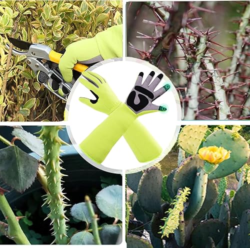 Miniatura 8 de MEPEREZ Guantes de jardinería de algodón a prueba de espinas, manga larga, a prueba de pinchazos, duraderos, transpirables, cómodos, para mujeres y
