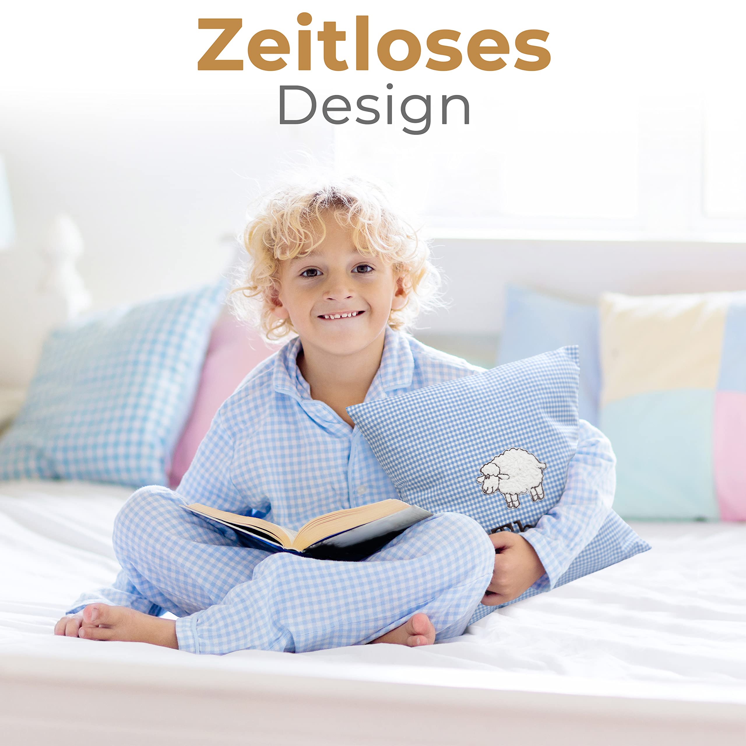 FADENZAUBER Babykissen personalisierbar mit Namen 40x40 cm für Jungs/Mädels | inkl. Glückwunschkarte, Handmade aus Deutschland